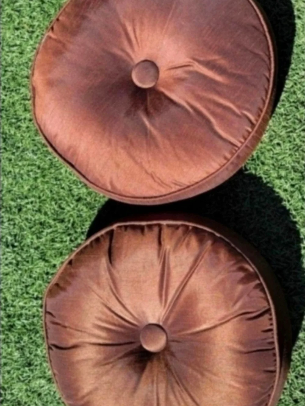 Round Brown Tufted Floor Cushions - Home Accents